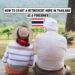 Two elderly individuals sitting side by side on a bench outdoors, overlooking a scenic landscape, with the text "How to Start a Retirement Home in Thailand as a Foreigner" above them and a Thai flag icon in the middle.
